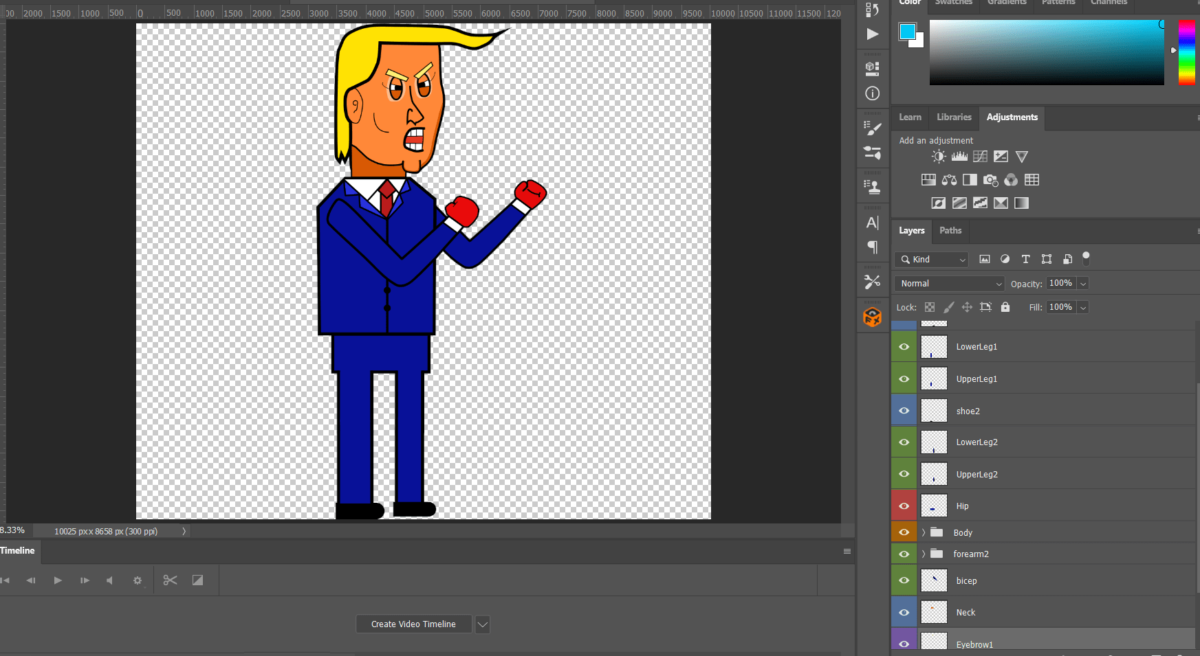 Photoshop setting up Trump